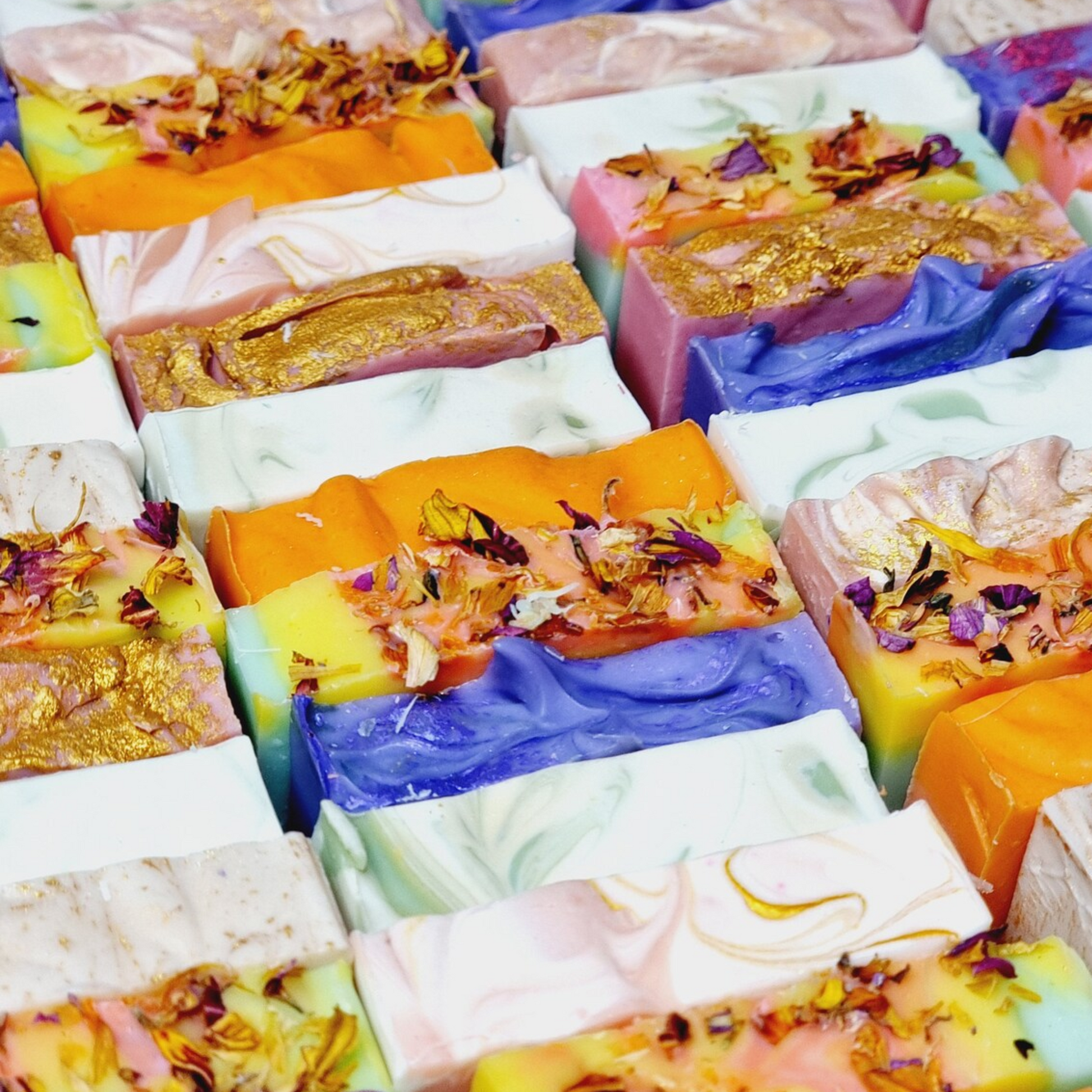 Vibrant Handmade Soaps with Natural Botanicals