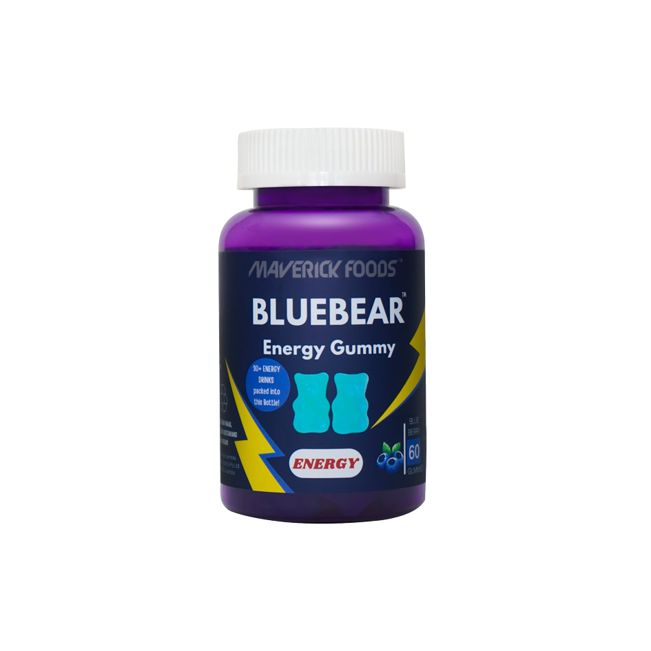 BlueBear Guarana Energy Gummies | Sustained Energy without the energy crash | 60 per bottle
