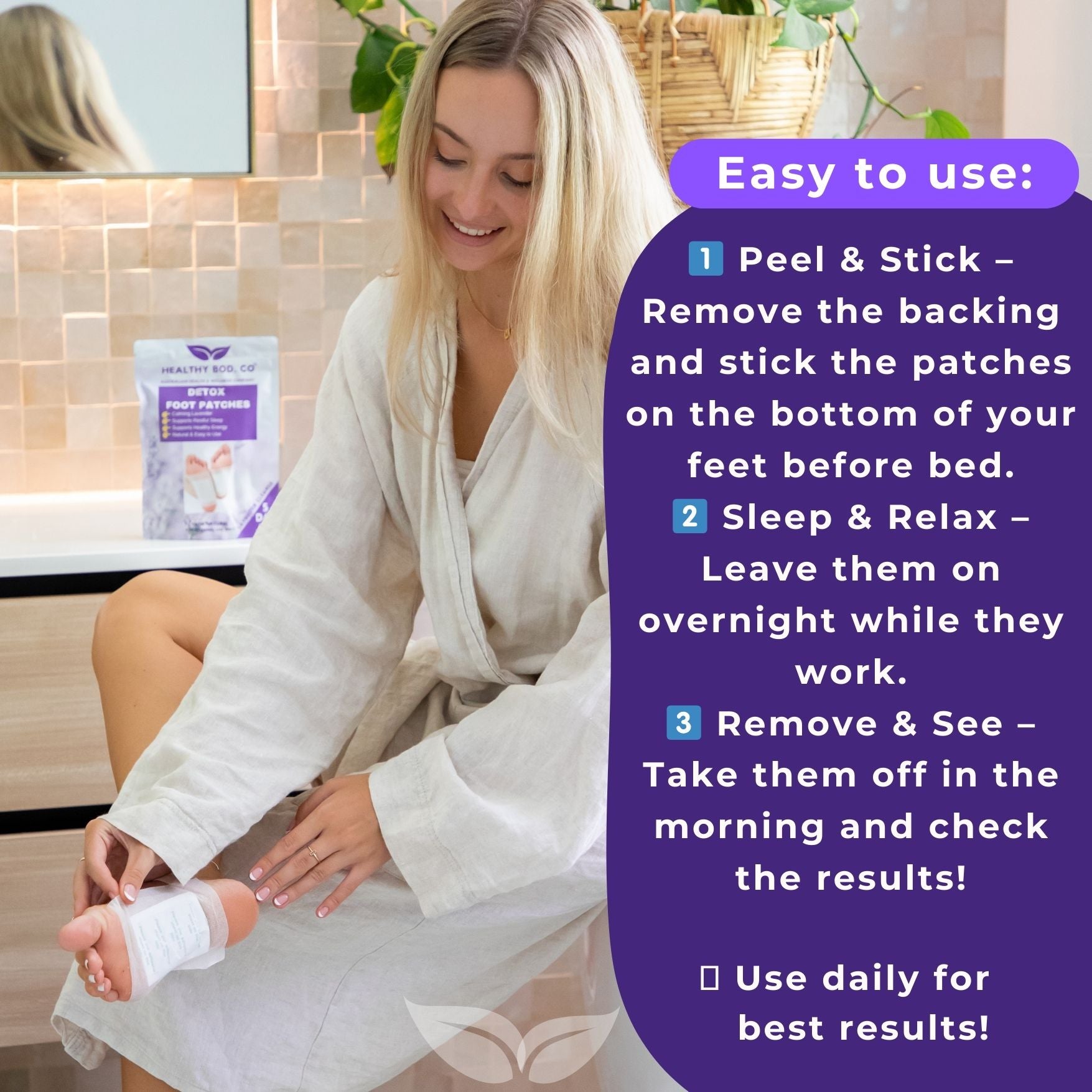 Easy to Use Instructions - Lavender Detox Foot Pads Infographic