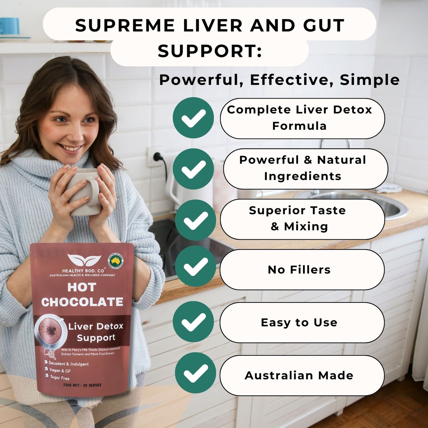 Supreme Liver and Gut Support - Liver detox Hot Choc - Infographic