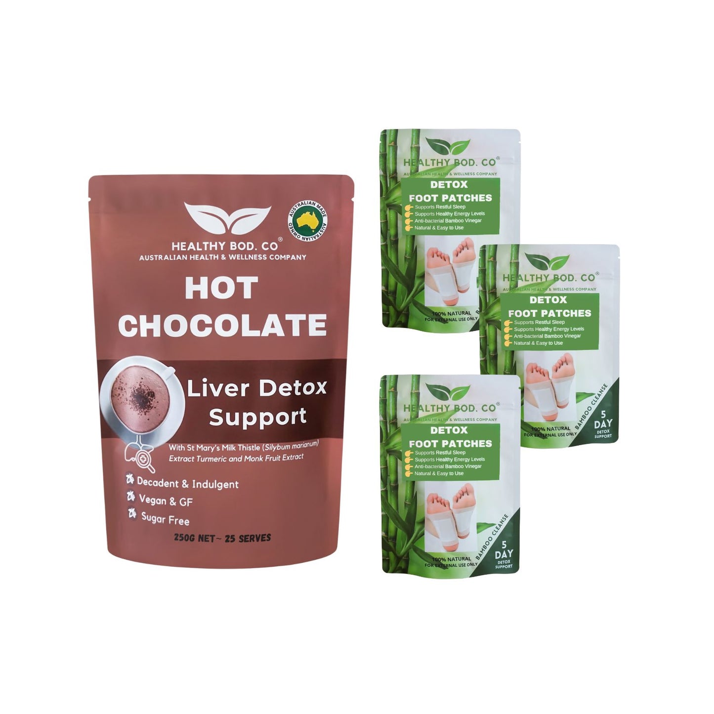 Full Body Detox Cleansing Bundle for Liver Cleanse Including Detox Foot Pads Front View