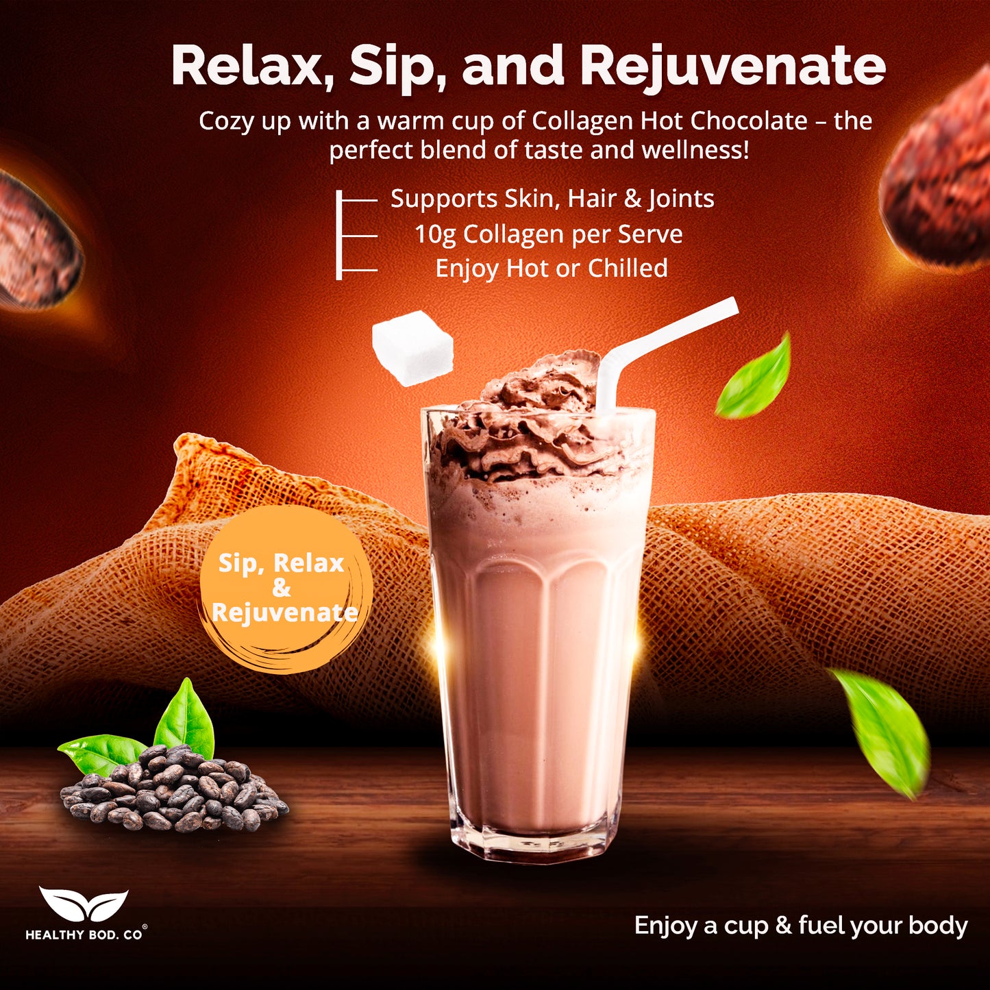 Hot Chocolate X 5 Type Collagen and Hyaluronic Acid Blend 250g