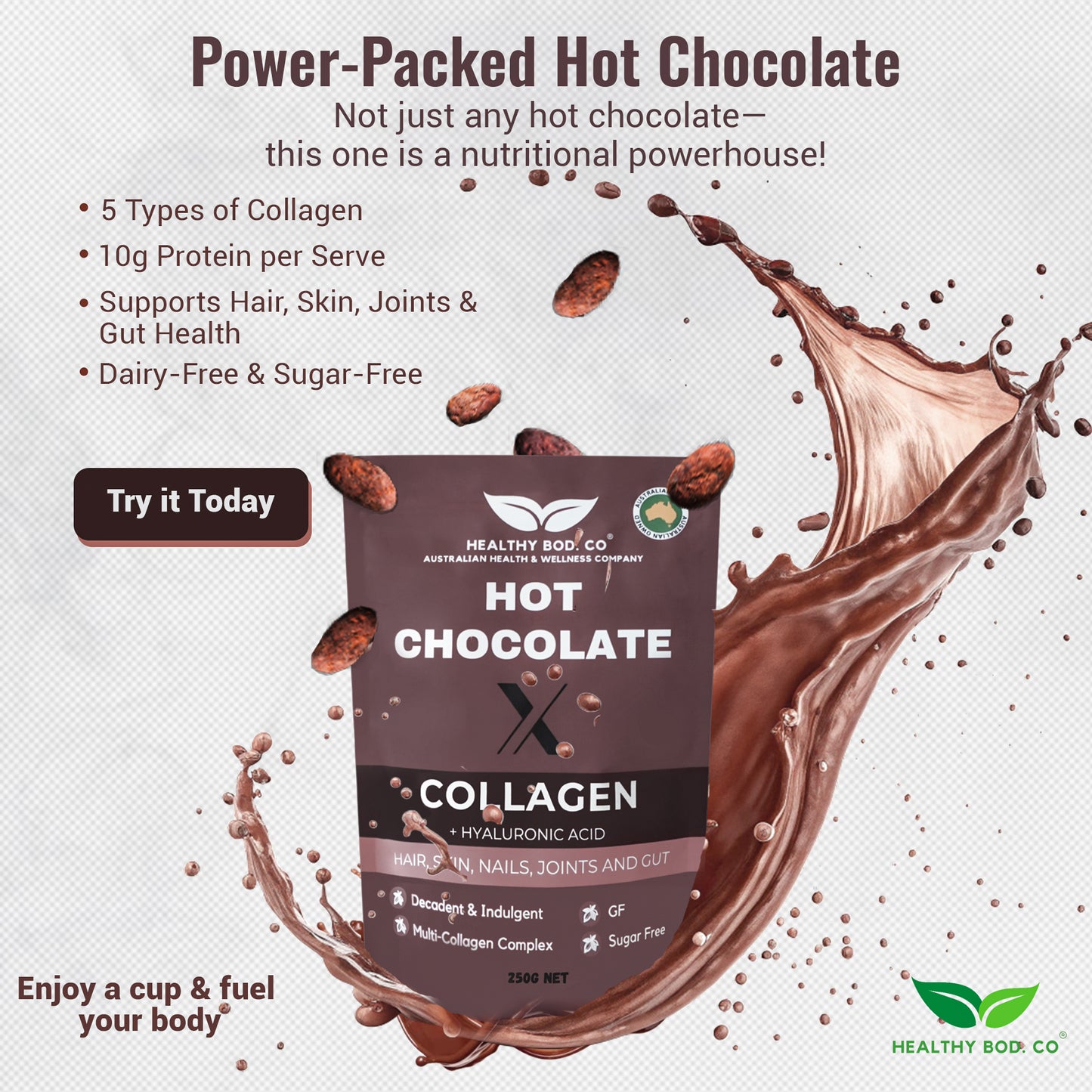 Hot Chocolate X 5 Type Collagen and Hyaluronic Acid Blend 250g