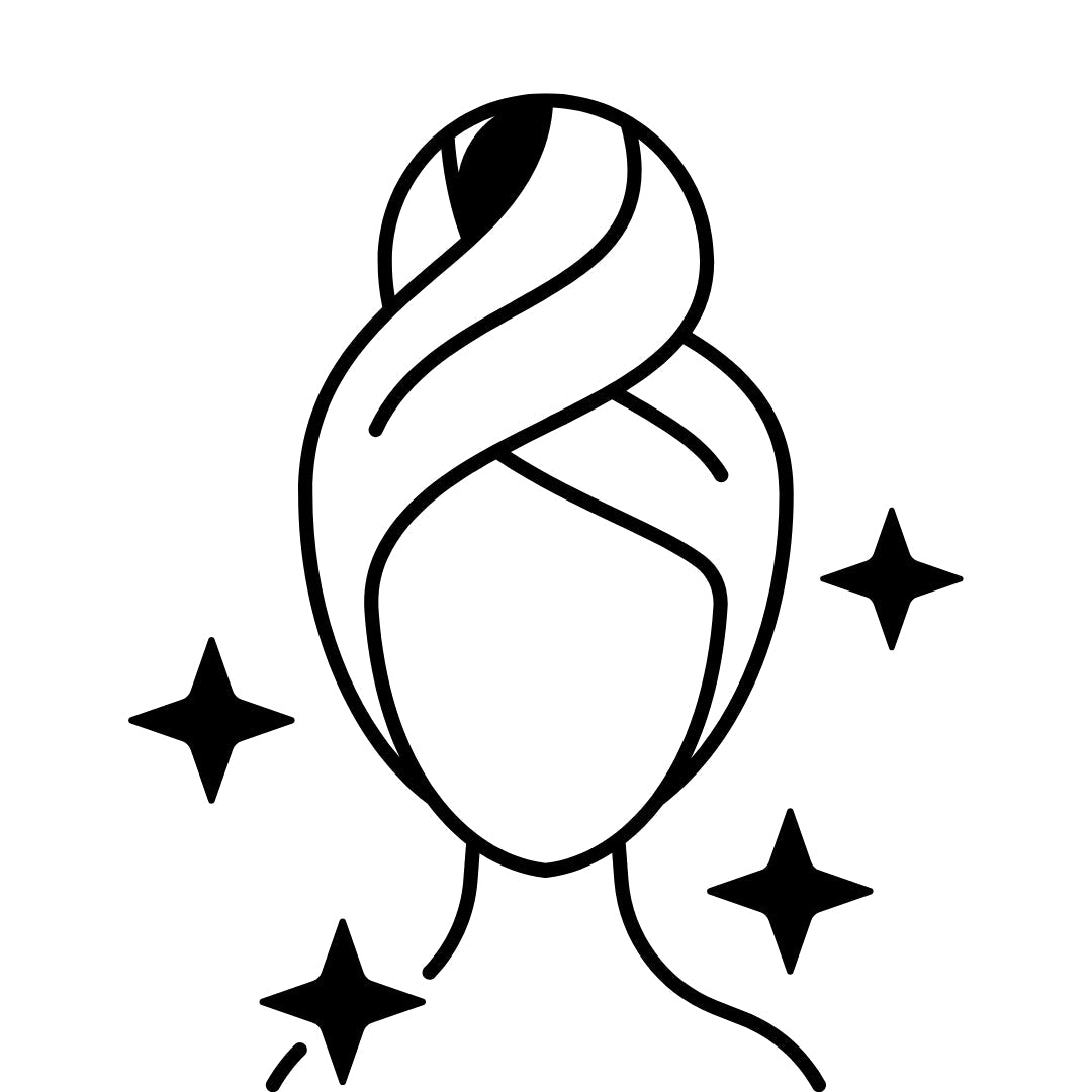 Main image of the healthy bod co website category for skin care - graphics image of a woman with a sparkly face and a towel on the head