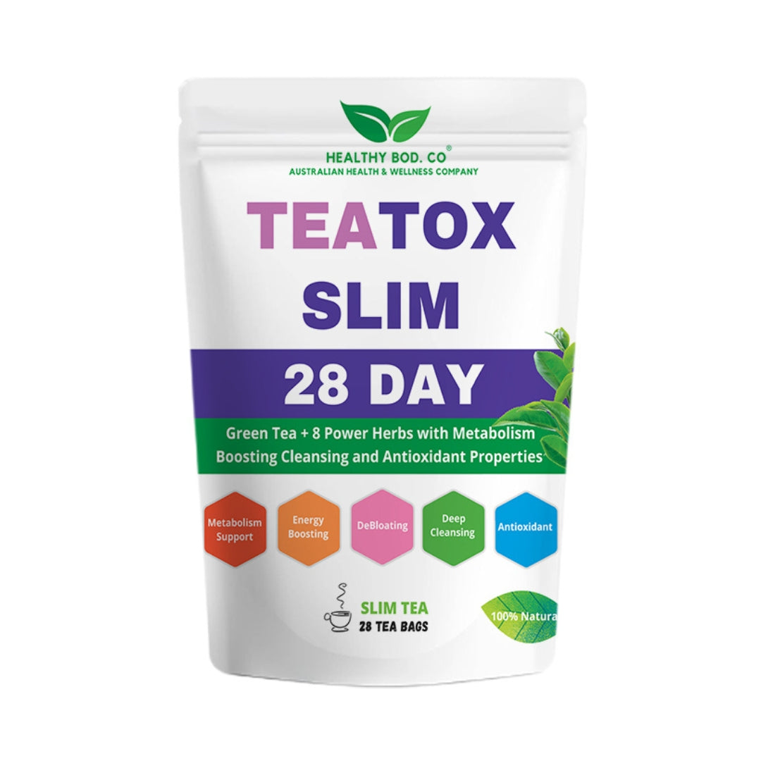 Main image of the product by Healthy Bod. Co - TeaTox Slim Tea 28 Day Green Tea = 8 Power Herbs with Metabolism Boosting, Cleansing and Antioxidant Properties.