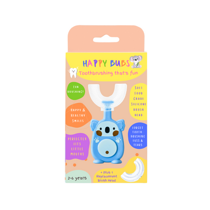 U Shaped Silicone Toothbrush and Teether - Blue 2 to 6 year olds