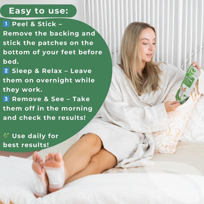 Easy to Use Bamboo Detox Foot Patches  Instructions Infographic