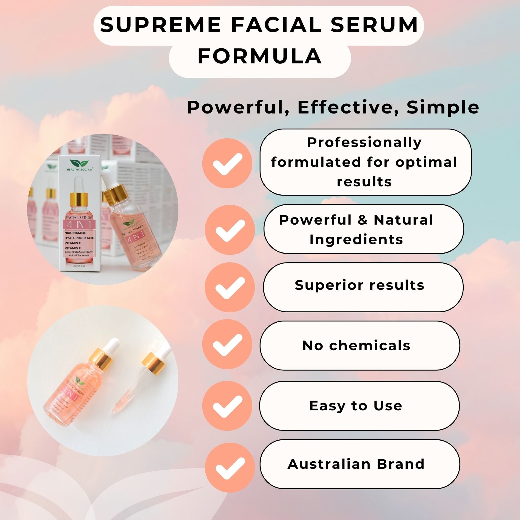 Healthy Bod Co Facial Anti Aging Serum - Infographic