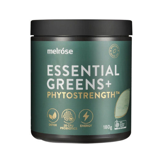 Melrose Organic Essential Greens+ Phytostrength Powder 180g Front View