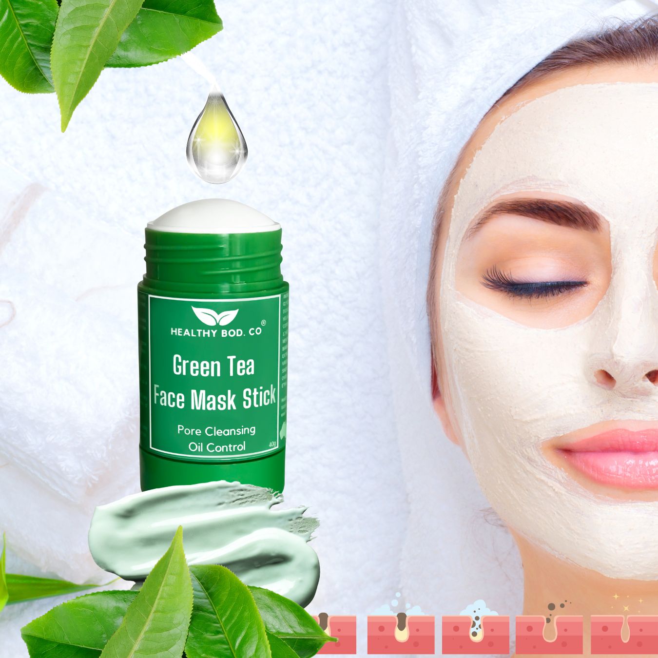 Oil Control and Skin Renewal with Green Tea Face Mask Stick