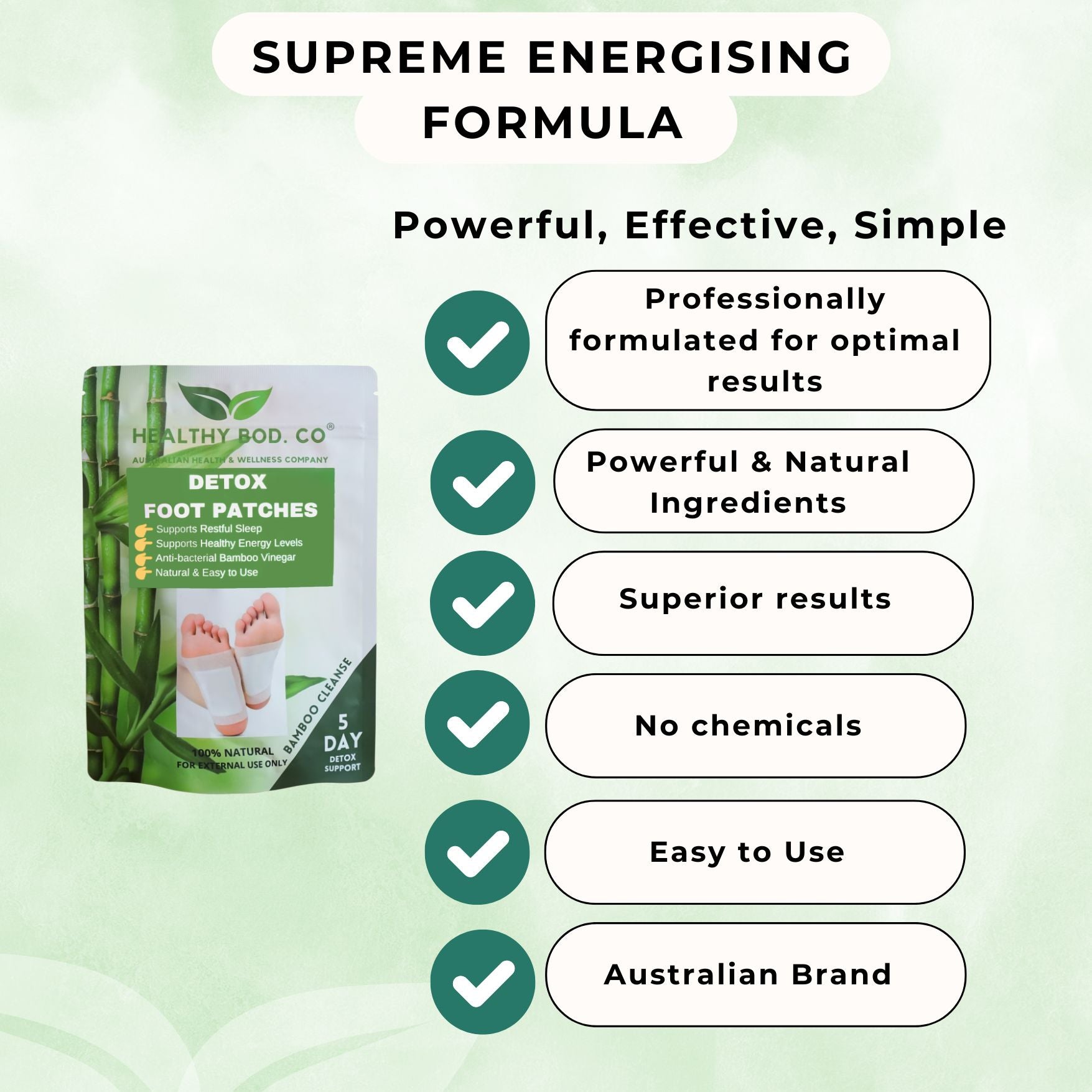 Supreme energising formula of the detox foot pads